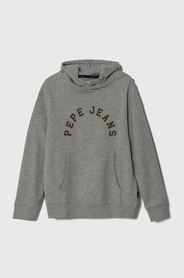 Pepe Jeans Dječja dukserica Pepe Jeans boja: siva, s kapuljačom, s tiskom