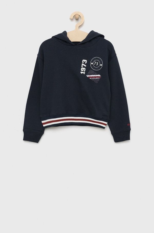 Pepe Jeans Dječja dukserica Pepe Jeans boja: tamno plava, s kapuljačom, s aplikacijom