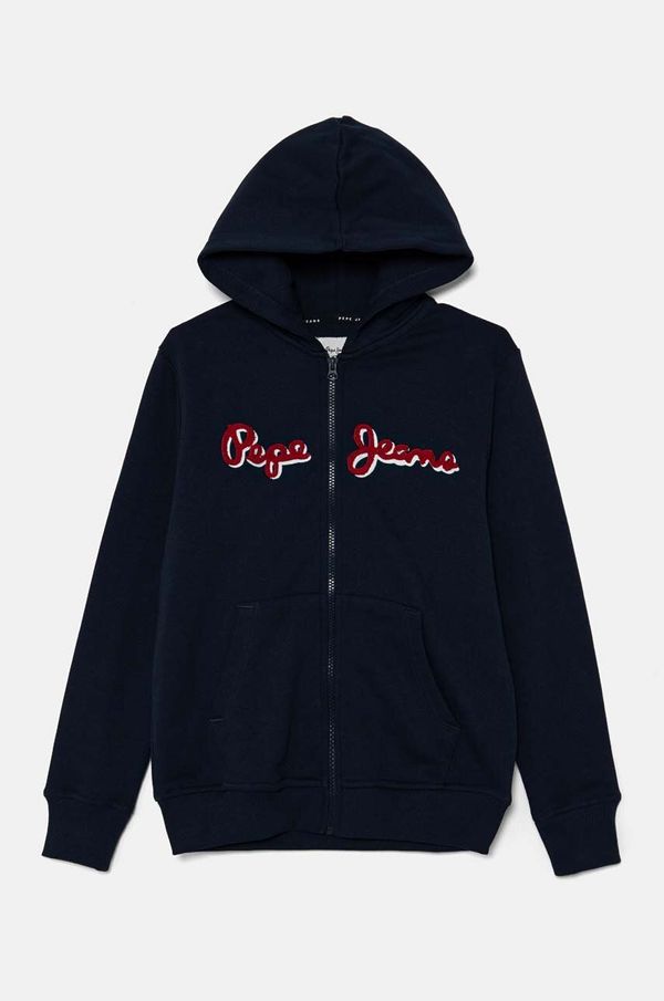 Pepe Jeans Dječja dukserica Pepe Jeans NEW LAMONTY ZIP boja: tamno plava, s kapuljačom, melanž, PB581612