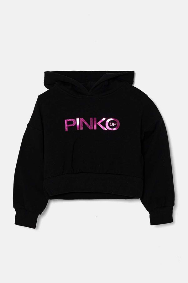 Pinko Up Dječja dukserica Pinko Up boja: crna, s kapuljačom, s tiskom, F4PIBGHS182