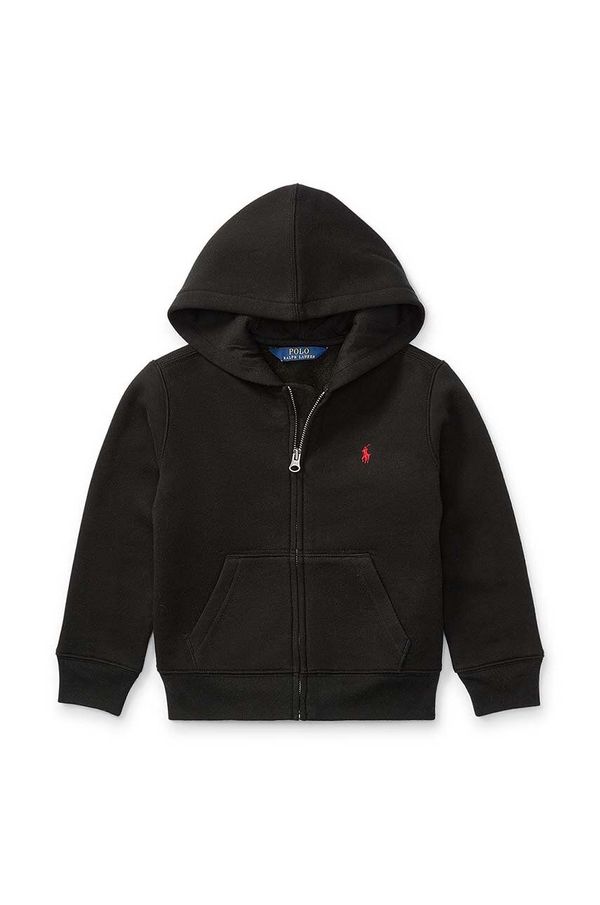 Polo Ralph Lauren Dječja dukserica Polo Ralph Lauren boja: crna, s kapuljačom, bez uzorka