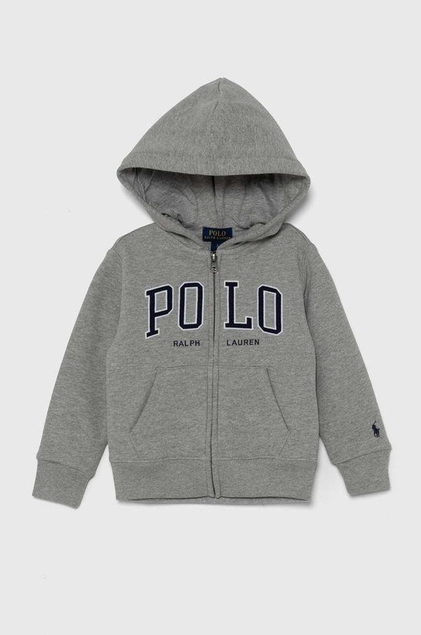 Polo Ralph Lauren Dječja dukserica Polo Ralph Lauren boja: siva, s kapuljačom, s tiskom, 322950835002