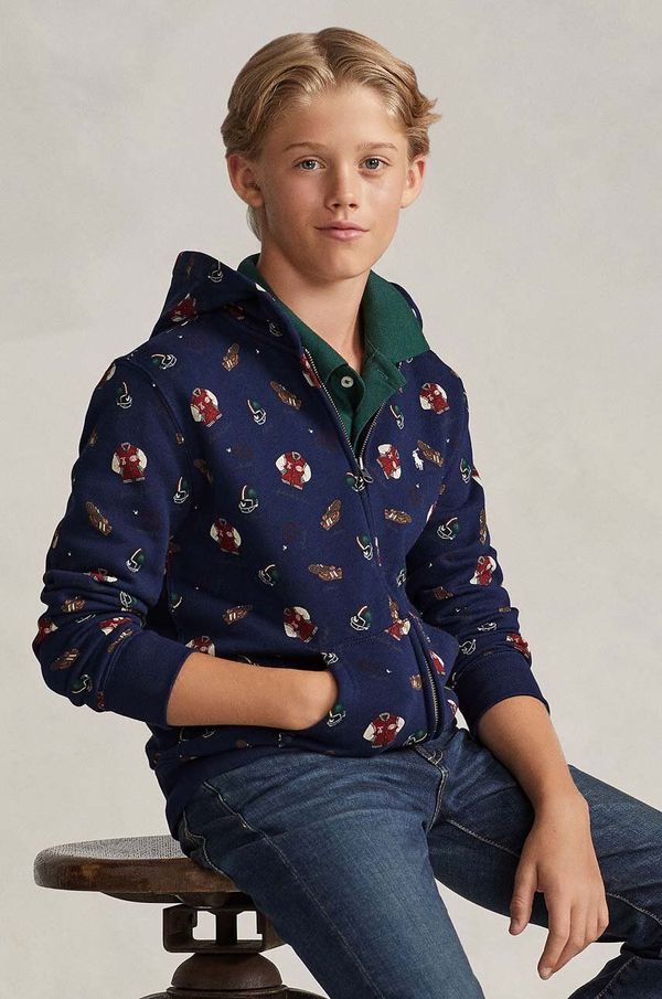 Polo Ralph Lauren Dječja dukserica Polo Ralph Lauren boja: tamno plava, s kapuljačom, s uzorkom