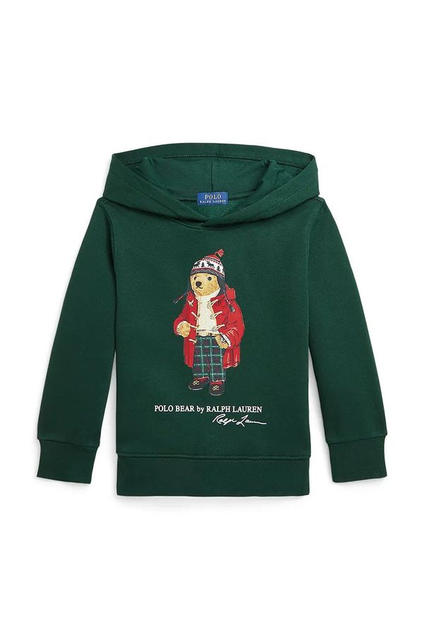 Polo Ralph Lauren Dječja dukserica Polo Ralph Lauren boja: zelena, s kapuljačom, s tiskom, 322960440003