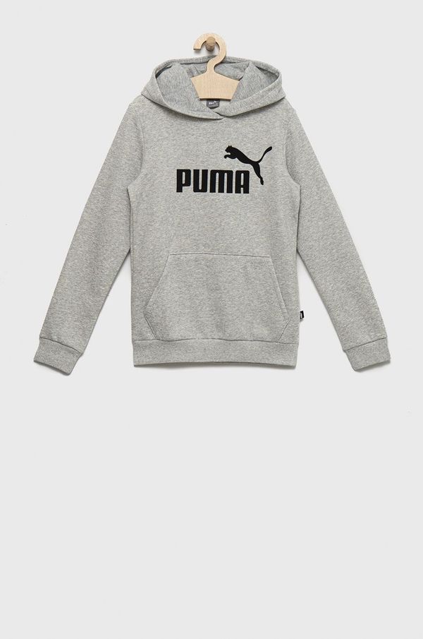 Puma Dječja dukserica Puma boja: siva, s kapuljačom, s aplikacijom