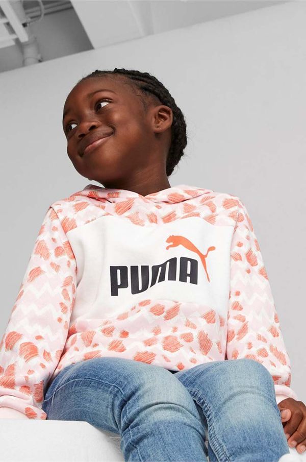 Puma Dječja dukserica Puma ESS MIX MTCH Hoodie TR boja: ružičasta, s kapuljačom, s uzorkom