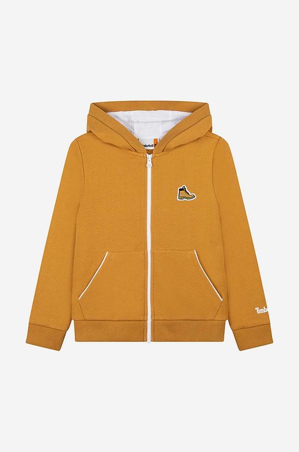 Timberland Dječja dukserica Timberland Cardigan Suit boja: žuta, s kapuljačom, glatka