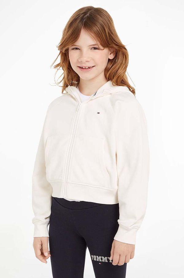 Tommy Hilfiger Dječja dukserica Tommy Hilfiger boja: bijela, s kapuljačom, s aplikacijom, KG0KG08036