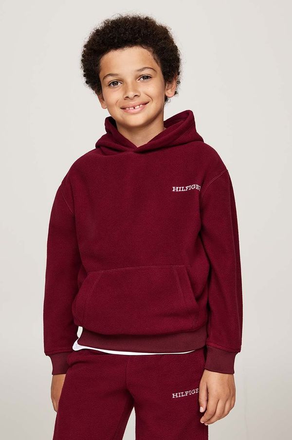 Tommy Hilfiger Dječja dukserica Tommy Hilfiger boja: bordo, s kapuljačom, s tiskom, KS0KS00576