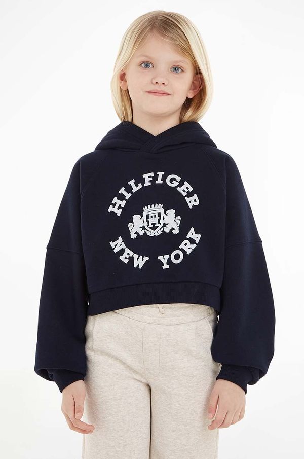Tommy Hilfiger Dječja dukserica Tommy Hilfiger boja: crna, s kapuljačom, s tiskom