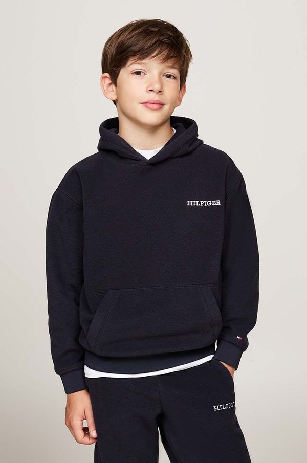 Tommy Hilfiger Dječja dukserica Tommy Hilfiger boja: tamno plava, s kapuljačom, bez uzorka, KS0KS00576