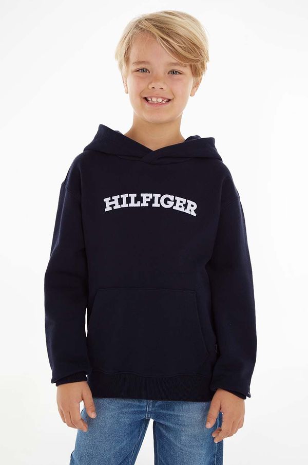 Tommy Hilfiger Dječja dukserica Tommy Hilfiger boja: tamno plava, s kapuljačom, s aplikacijom