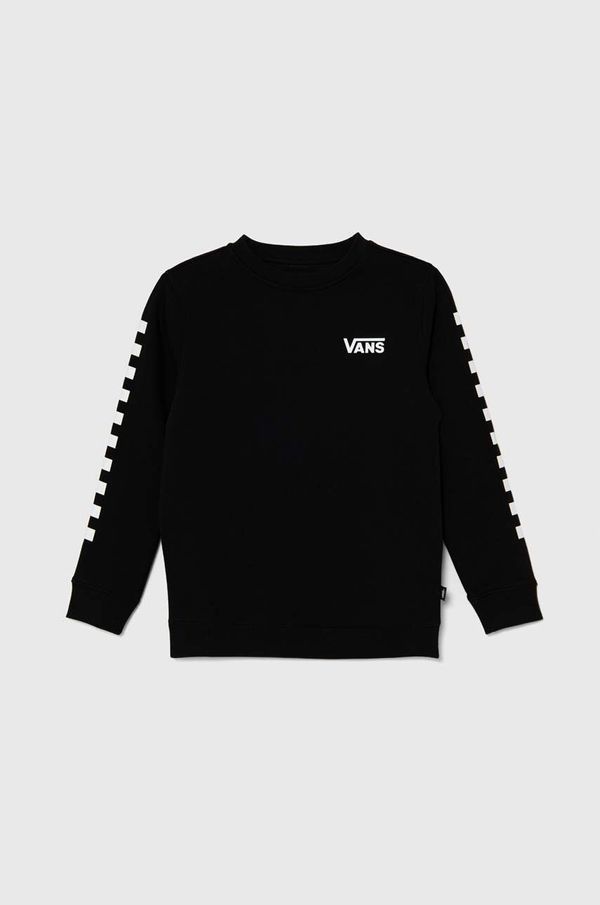 Vans Dječja dukserica Vans EXPOSITION CHECK II CREW boja: crna, s tiskom, VN000K98BLK1