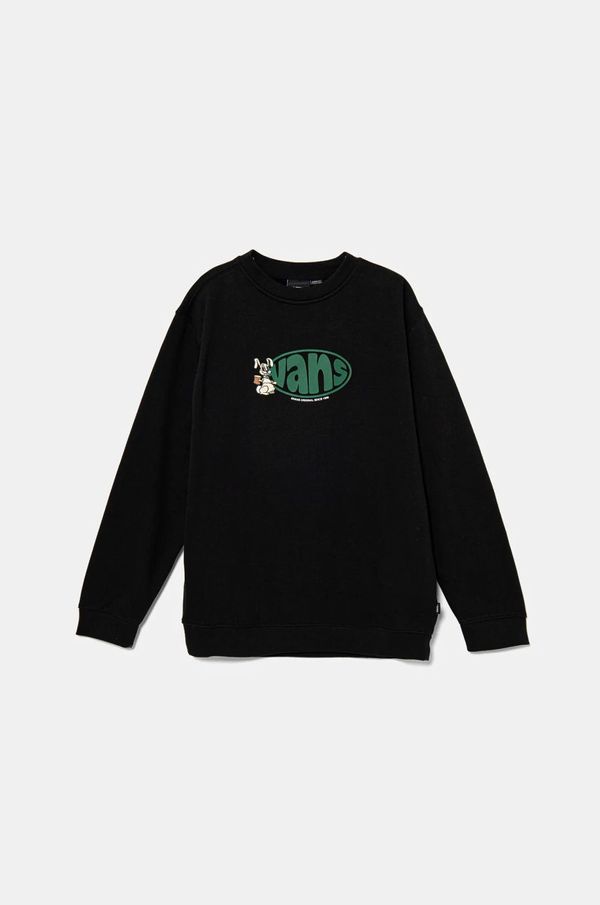 Vans Dječja dukserica Vans Hopper Loose Crew boja: crna, s tiskom, VN000JC1BLK1