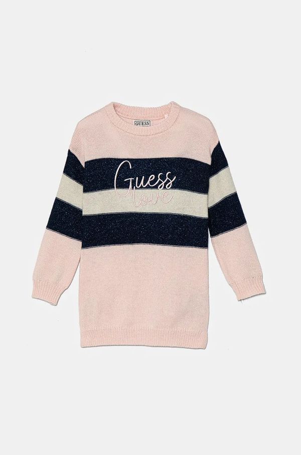 Guess Dječja hakjina s primjesom vune Guess boja: ružičasta, midi, oversize, K4BK03 Z2V70
