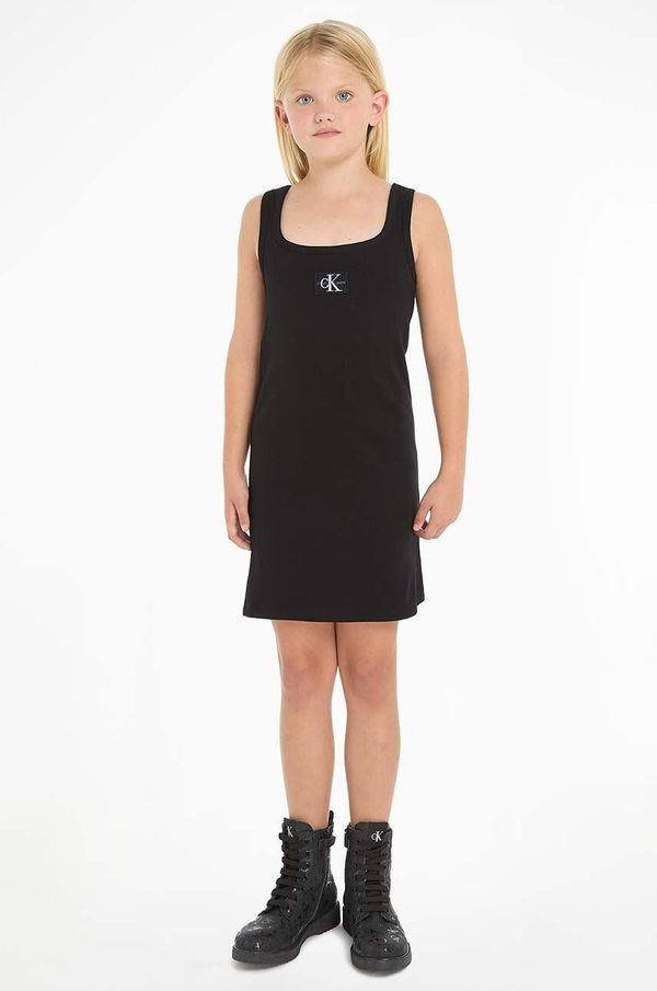 Calvin Klein Jeans Dječja haljina Calvin Klein Jeans boja: crna, mini, ravna