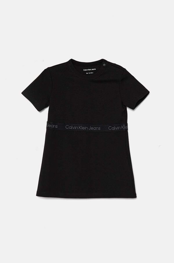 Calvin Klein Jeans Dječja haljina Calvin Klein Jeans boja: crna, mini, širi se prema dolje, IN0IN00199