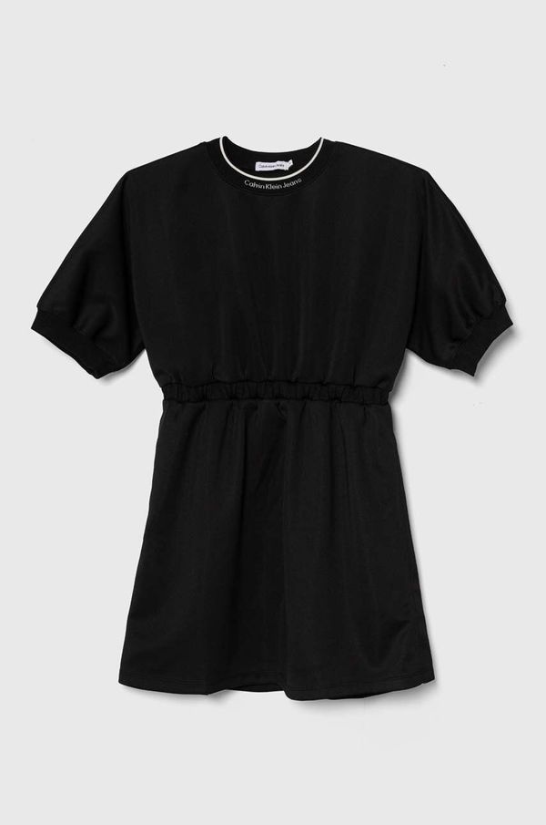 Calvin Klein Jeans Dječja haljina Calvin Klein Jeans boja: crna, mini, širi se prema dolje