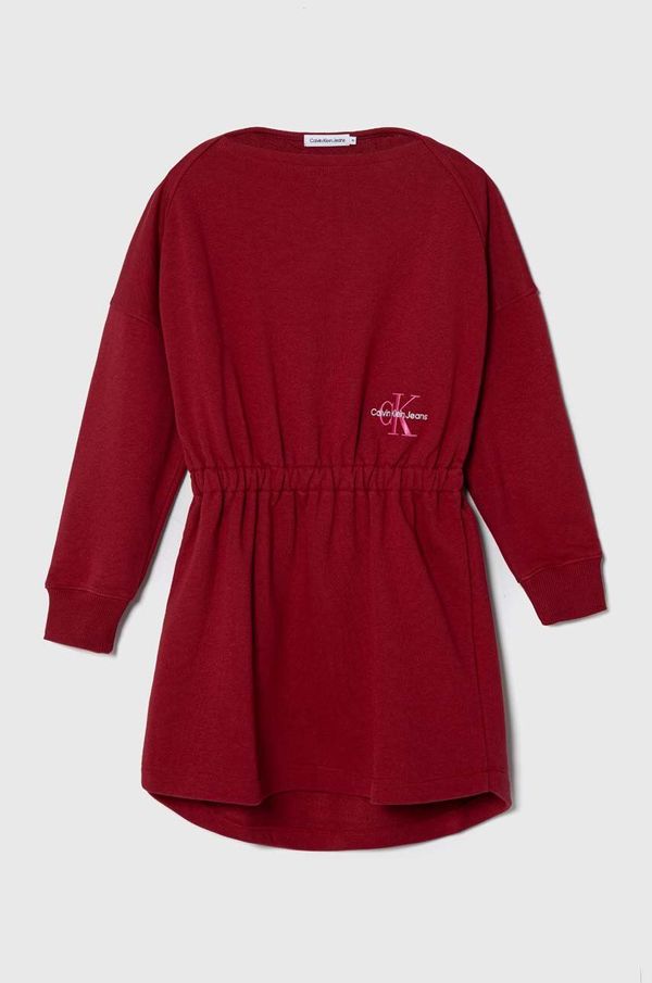Calvin Klein Jeans Dječja haljina Calvin Klein Jeans boja: crvena, mini, širi se prema dolje