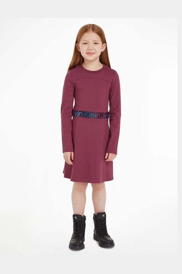 Calvin Klein Jeans Dječja haljina Calvin Klein Jeans boja: ljubičasta, mini, širi se prema dolje