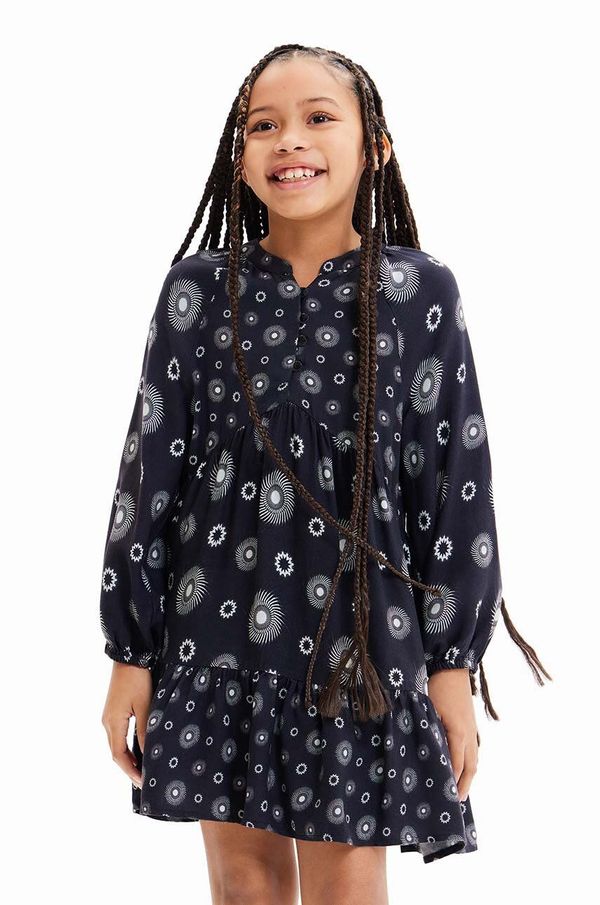 Desigual Dječja haljina Desigual 23WGVW05 DRESS LONG SLEEVE boja: crna, mini, širi se prema dolje
