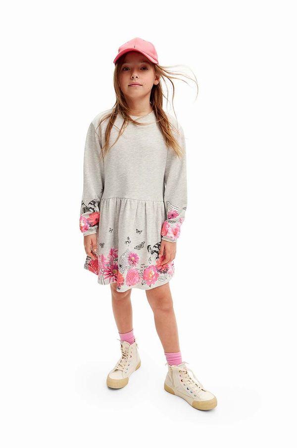 Desigual Dječja haljina Desigual boja: bež, mini, širi se prema dolje, 24WGVK09