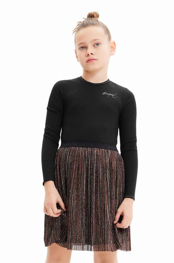 Desigual Dječja haljina Desigual boja: crna, mini, širi se prema dolje
