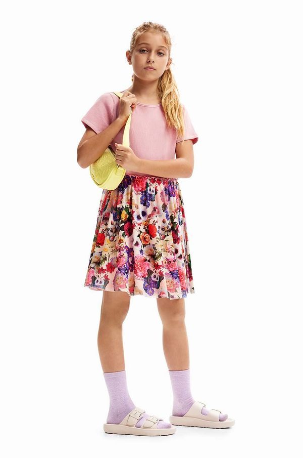 Desigual Dječja haljina Desigual boja: ružičasta, mini, širi se prema dolje