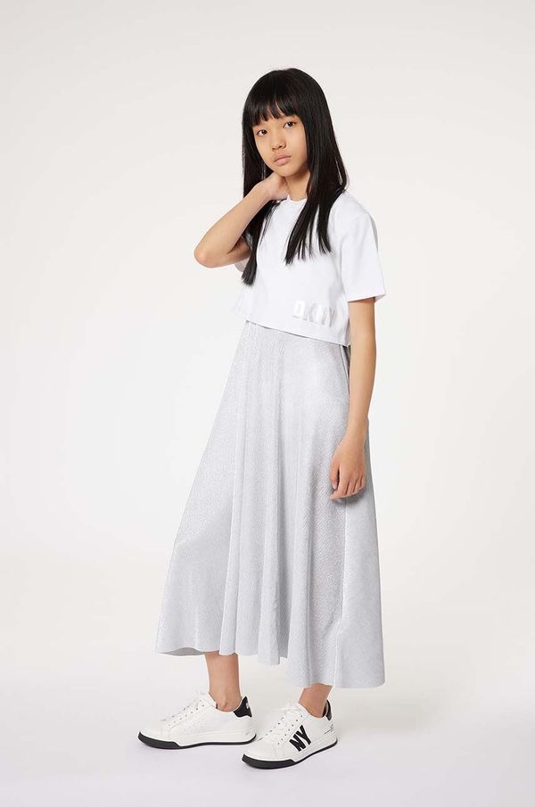 DKNY Dječja haljina Dkny boja: siva, midi, širi se prema dolje