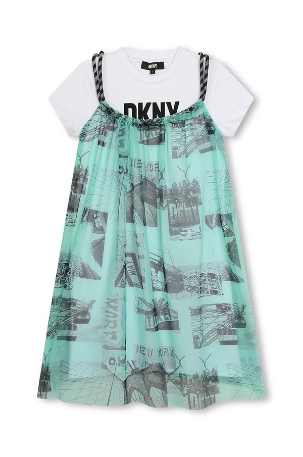 DKNY Dječja haljina Dkny boja: zelena, mini, širi se prema dolje