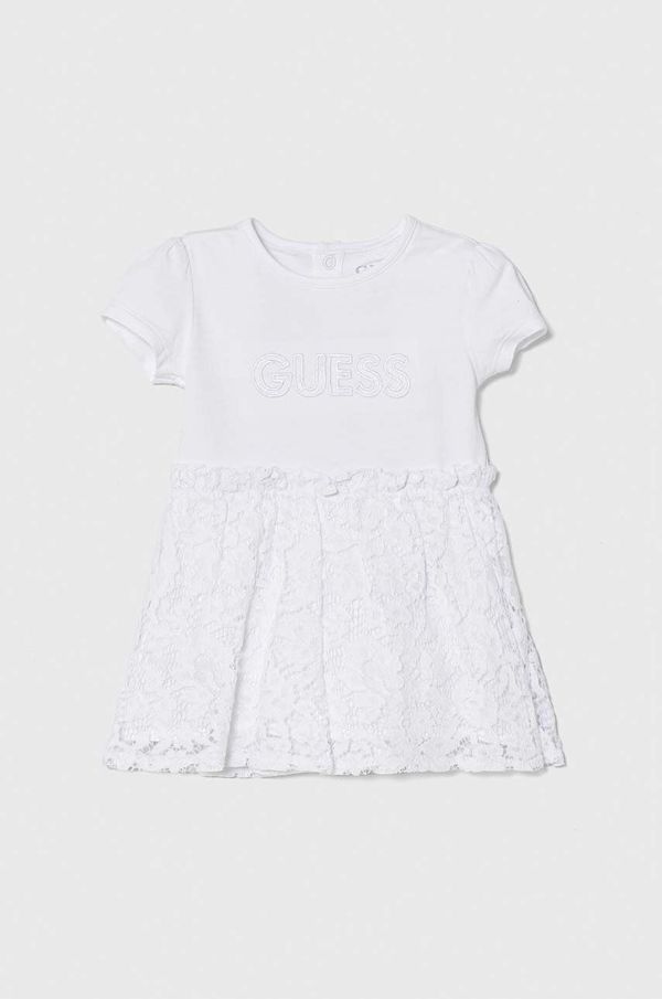Guess Dječja haljina Guess boja: bijela, mini, širi se prema dolje