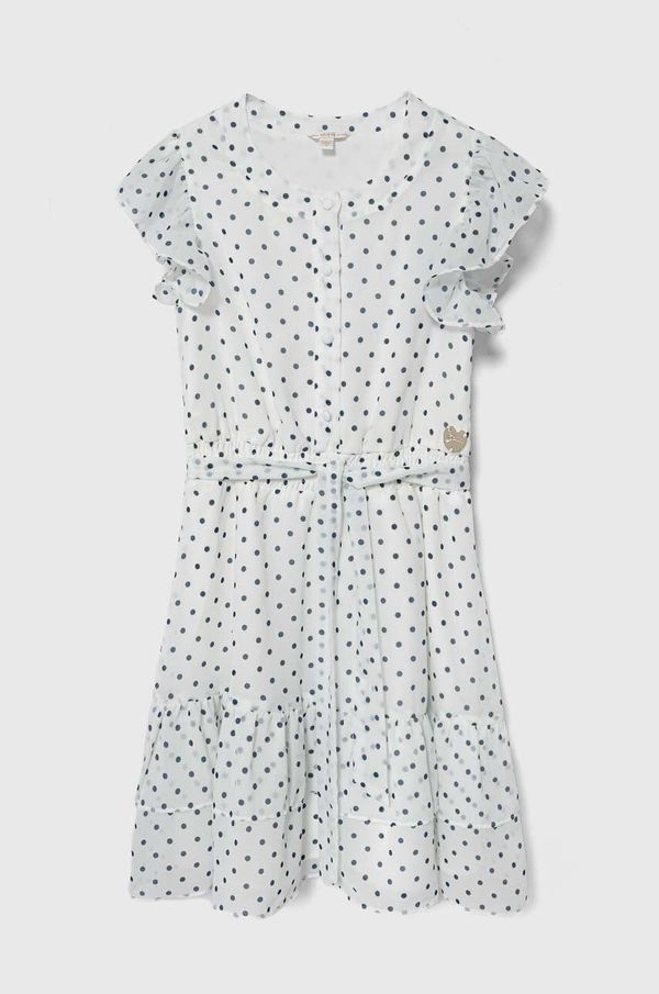 Guess Dječja haljina Guess boja: bijela, mini, širi se prema dolje