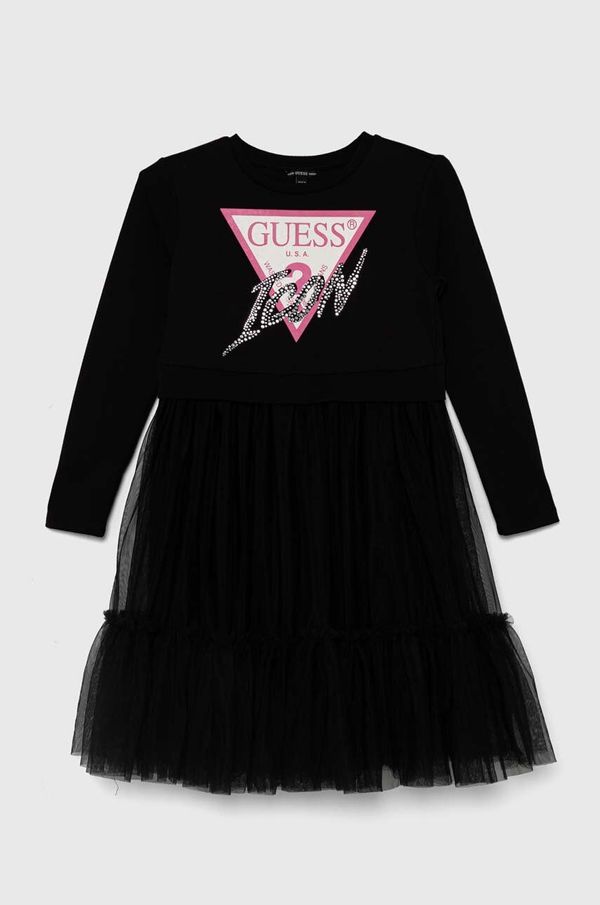Guess Dječja haljina Guess boja: crna, mini, širi se prema dolje, J4YK06 KB8R0