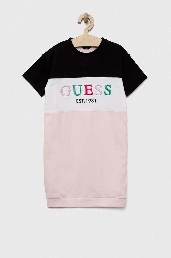 Guess Dječja haljina Guess boja: ružičasta, mini, ravna