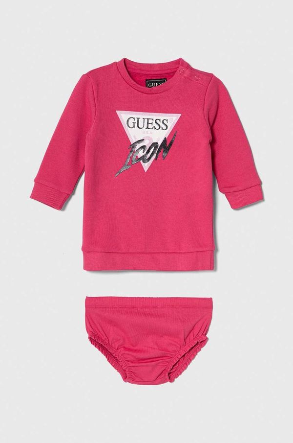 Guess Dječja haljina Guess boja: ružičasta, mini, ravna