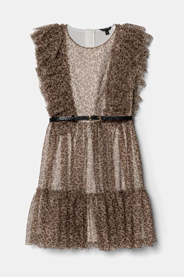Guess Dječja haljina Guess boja: smeđa, mini, širi se prema dolje, J5RK25 KAZO0