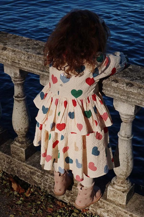 Konges Sløjd Dječja haljina Konges Sløjd ELIN FRILL DRESS GOTS boja: bež, mini, širi se prema dolje, KS101496