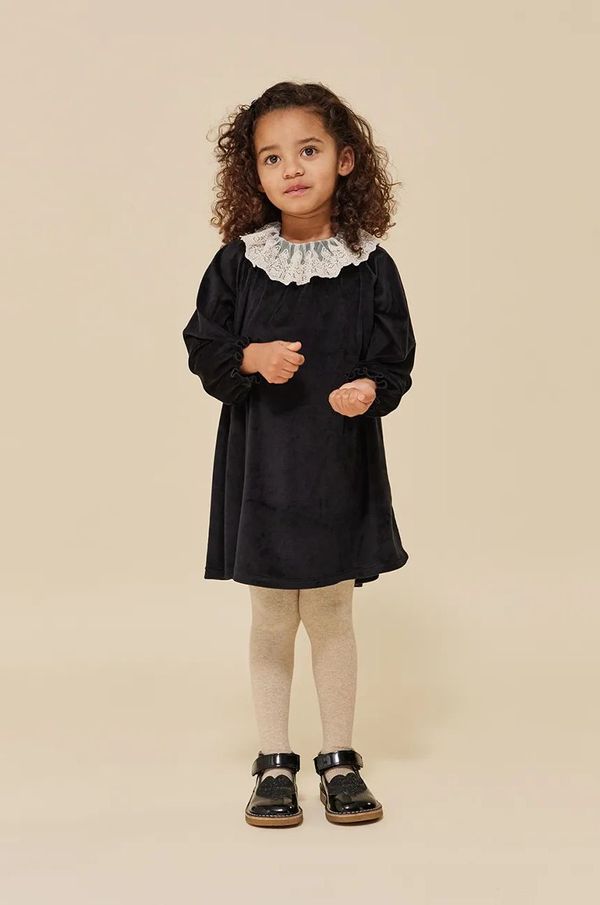 Konges Sløjd Dječja haljina Konges Sløjd VENOLA DRESS GRS boja: crna, mini, širi se prema dolje, KS102136