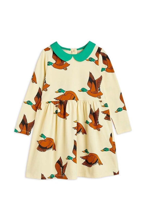 Mini Rodini Dječja haljina Mini Rodini Ducks boja: žuta, mini, širi se prema dolje, 2275012123