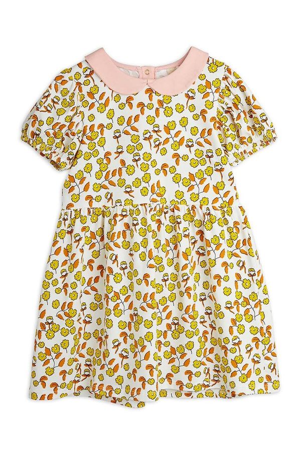 Mini Rodini Dječja haljina Mini Rodini Flowers boja: žuta, mini, širi se prema dolje