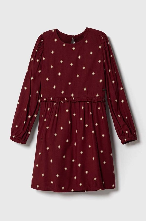 Pepe Jeans Dječja haljina Pepe Jeans boja: bordo, mini, širi se prema dolje