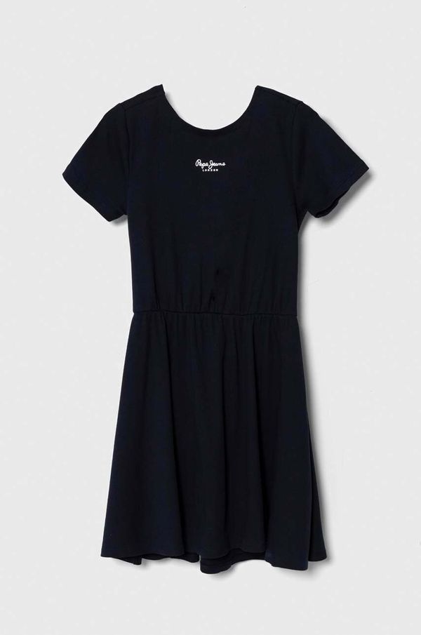 Pepe Jeans Dječja haljina Pepe Jeans OLYA boja: tamno plava, mini, širi se prema dolje