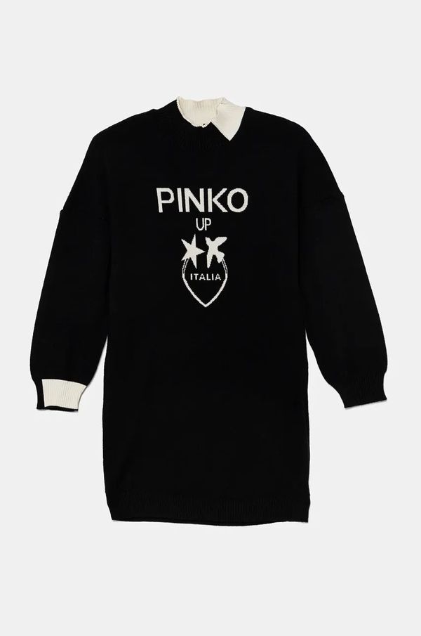 Pinko Up Dječja haljina Pinko Up boja: crna, mini, ravna, F4PIJGDR088