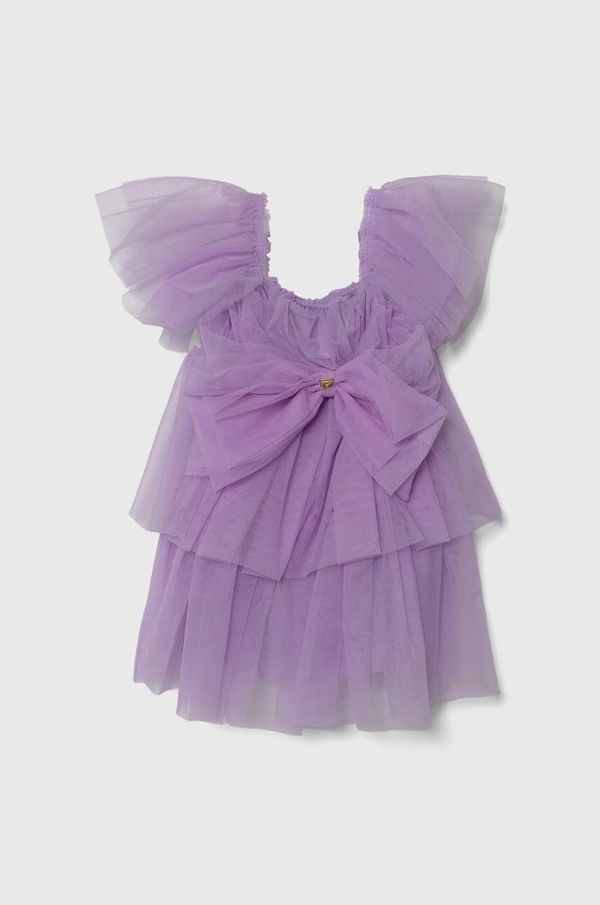 Pinko Up Dječja haljina Pinko Up boja: ljubičasta, mini, širi se prema dolje