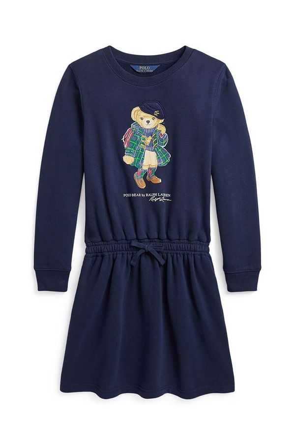Polo Ralph Lauren Dječja haljina Polo Ralph Lauren boja: tamno plava, mini, širi se prema dolje