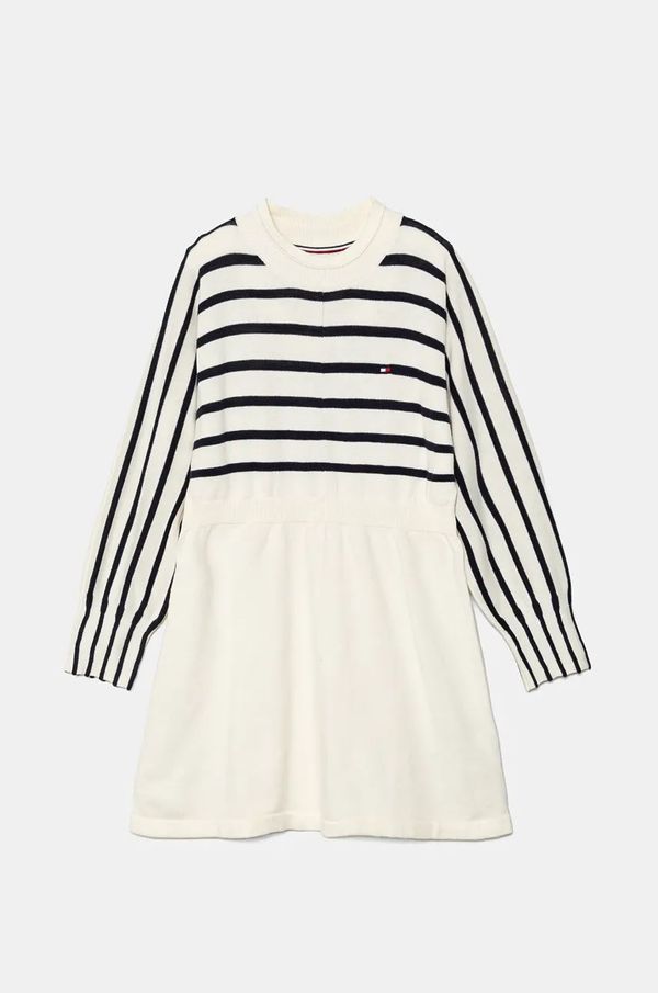Tommy Hilfiger Dječja haljina Tommy Hilfiger boja: bež, mini, širi se prema dolje, 8720637746035