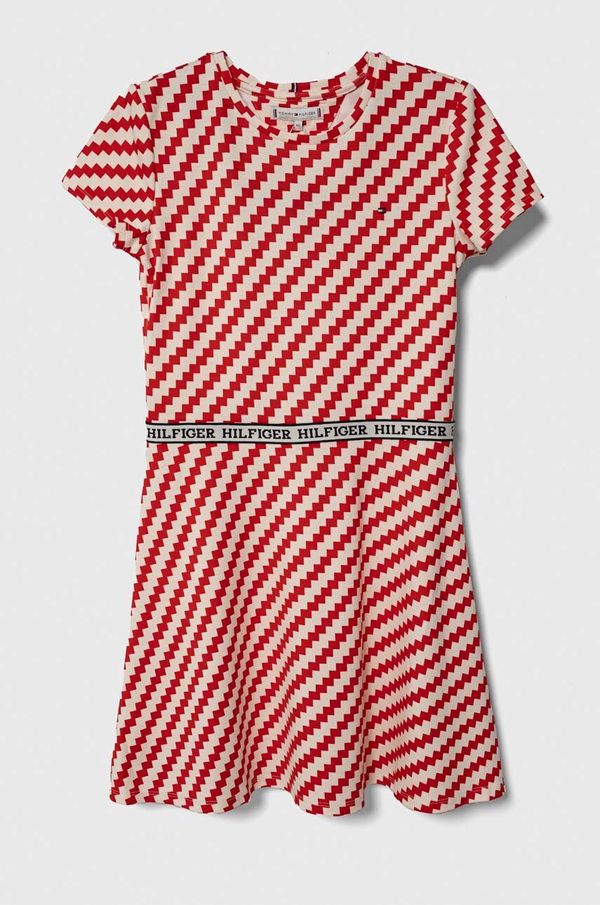 Tommy Hilfiger Dječja haljina Tommy Hilfiger boja: crvena, mini, širi se prema dolje