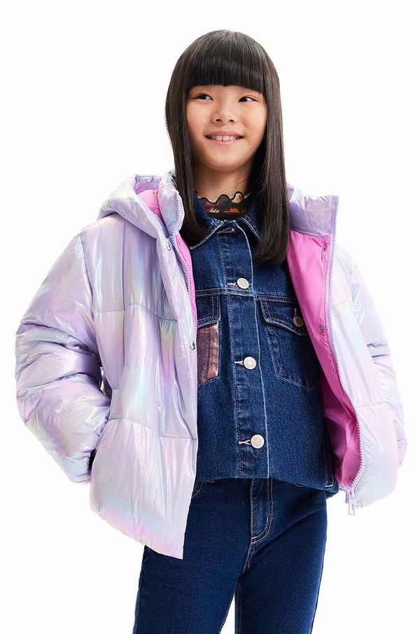 Desigual Dječja jakna Desigual 23WGEW01 PADDED SHORT OVERCOAT boja: ružičasta