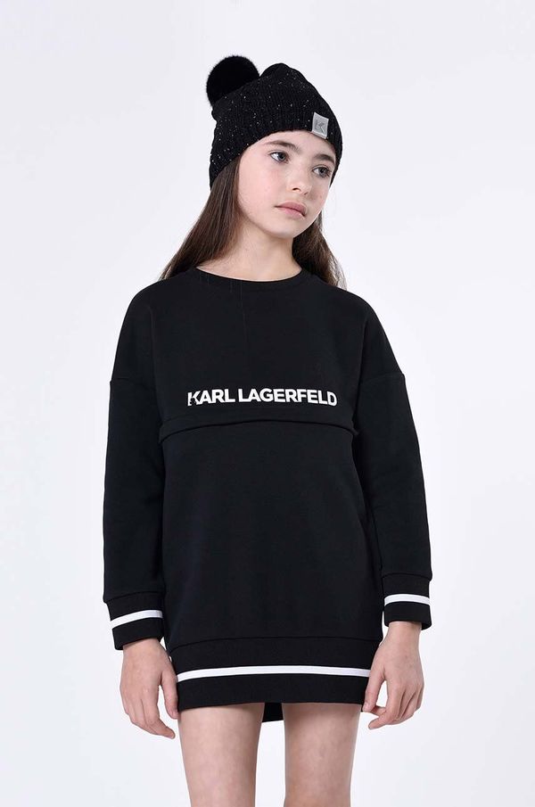 Karl Lagerfeld Dječja kapa Karl Lagerfeld boja: crna, od tanke pletenine