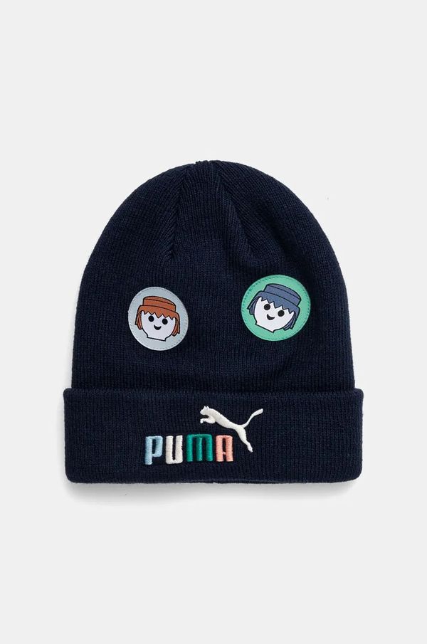 Puma Dječja kapa Puma X PLAYMOBIL boja: tamno plava, od debelog pletiva, 255430